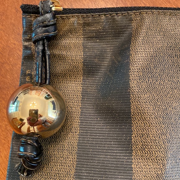 Vintage Fendi Pouch Brown Canvas Clutch - Picture 3 of 10